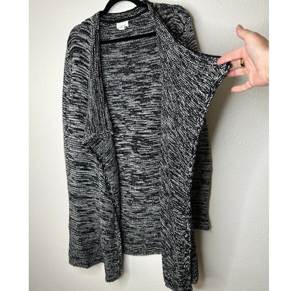 Caslon Black & White Burled Long Sleeve Long Line Cardigan Sweater S - Picture 4 of 11